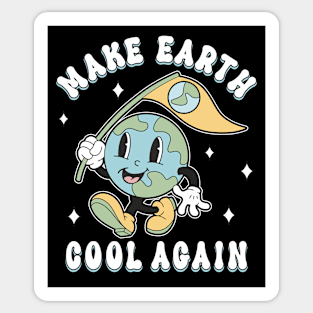 Earth Day Make Earth Cool Again Retro Mascot Statement Sticker